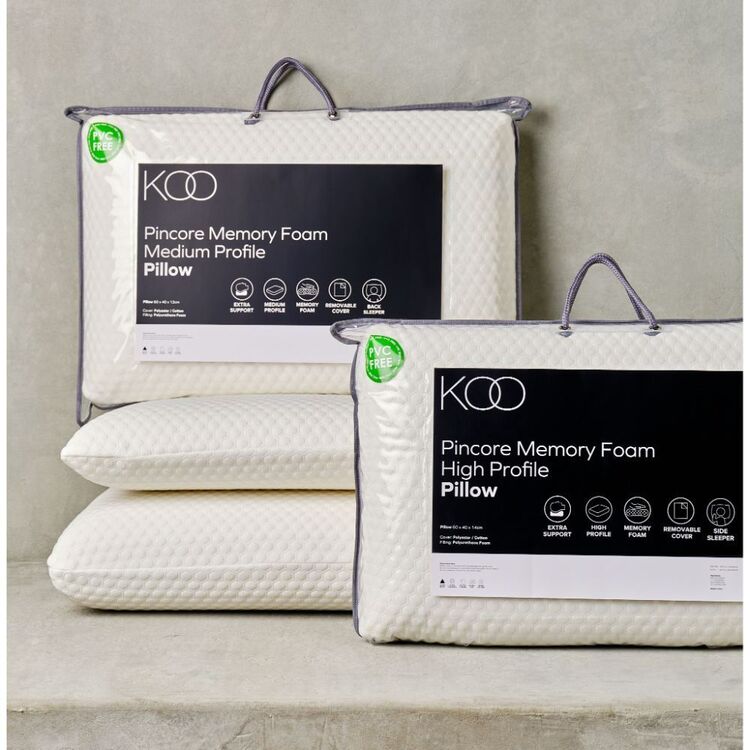 KOO Air Flow Medium Memory Foam Pillow  White Standard
