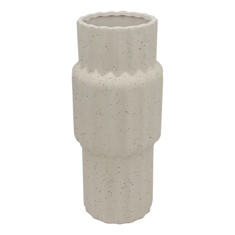 KOO Serene Haven Small Ceramic Flute Vase White 10 x 10 x 25 cm