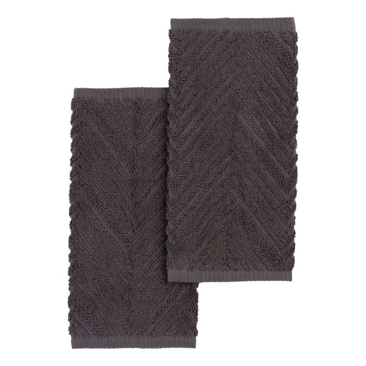 KOO Hugo Jacquard Terry Towel Collection Charcoal