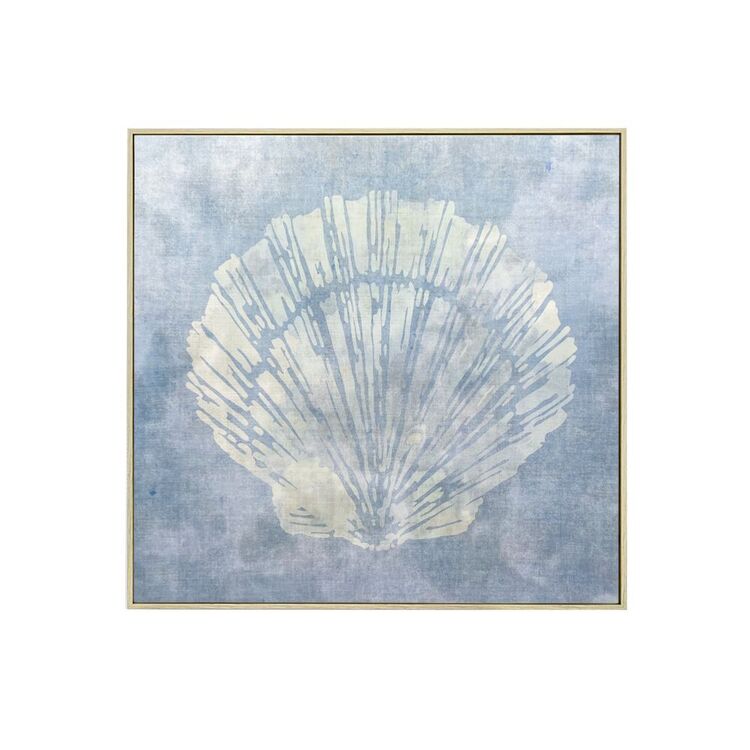 KOO Serene Haven Shell I Framed Canvas Blue 45 x 45 cm