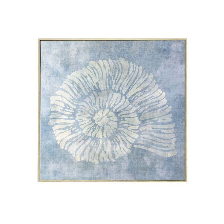 KOO Serene Haven Shell II Framed Canvas Blue 45 x 45 cm