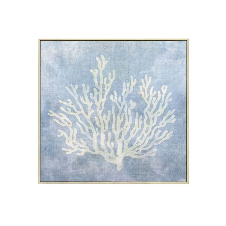 KOO Serene Haven Coral Framed Canvas Blue 45 x 45 cm