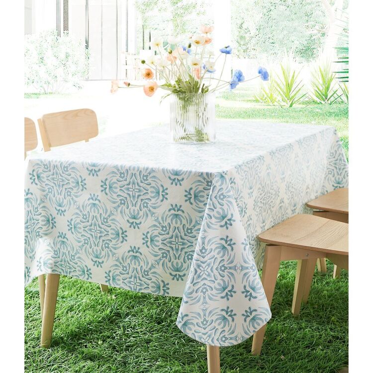 KOO Shelly Tuscany Flannel Back Tablecloth Blue