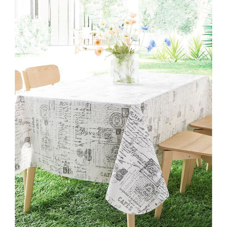 KOO Shelly Bistro Flannel Back Tablecloth Grey