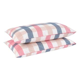 KOO Printed Washed Cotton Milie Check 2 Pack Pillowcases Millie Check Standard