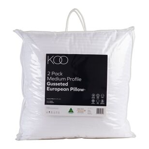 KOO Gusseted Medium Profile European Pillow 2 Pack White European