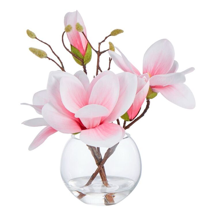 Rogue Magnolia Sphere Vase Pink & Glass 25 x 23 x 25 cm