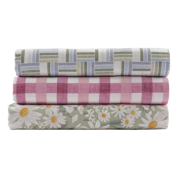 KOO Printed Washed Cotton Modern Mini Stripe Sheet Set Multicoloured