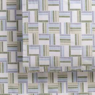KOO Printed Washed Cotton Modern Mini Stripe Sheet Set Multicoloured