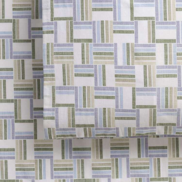 KOO Printed Washed Cotton Modern Mini Stripe 2 Pack Pillowcases Multicoloured