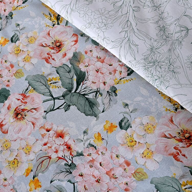 KOO Nottingham Cotton Linen Printed Quilt Cover Set Multicoloured