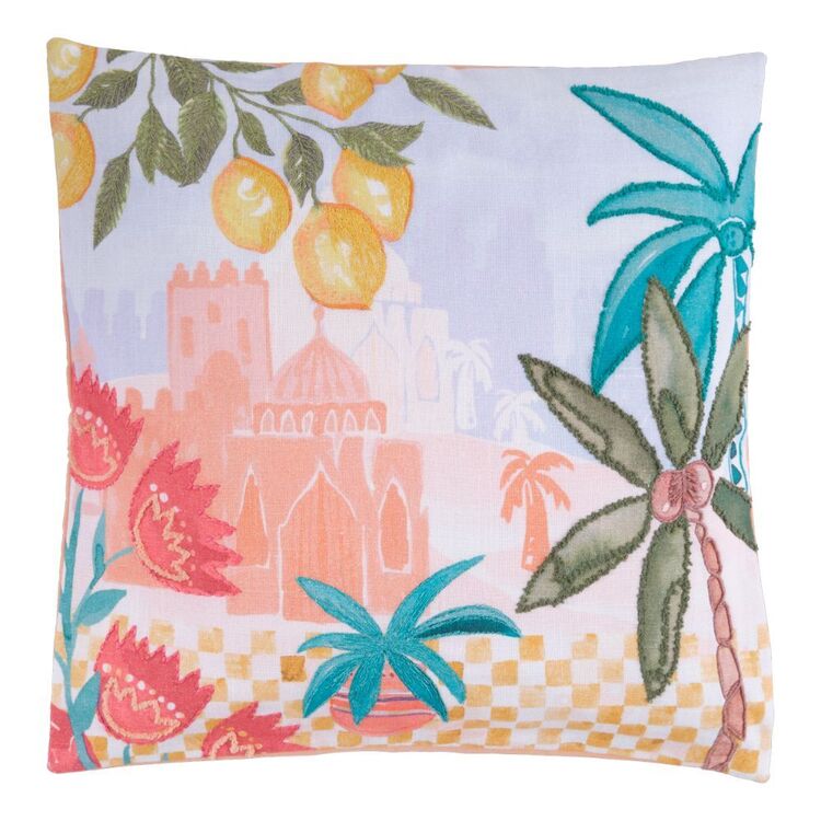 KOO Tanger Printed & Embroidered Cushion Multicoloured 50 x 50 cm