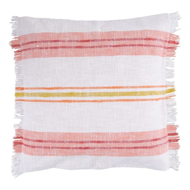 KOO Lora Woven Slub Stripe Cushion Multicoloured 50 x 50 cm