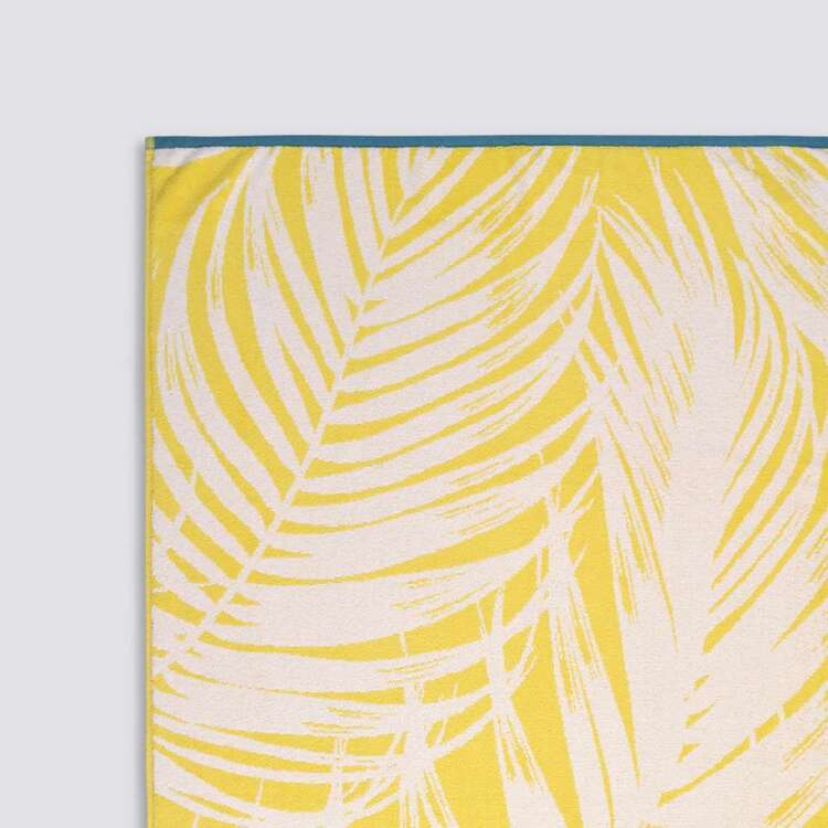 KOO Jacquard Isla Beach Towel  Yellow Palm