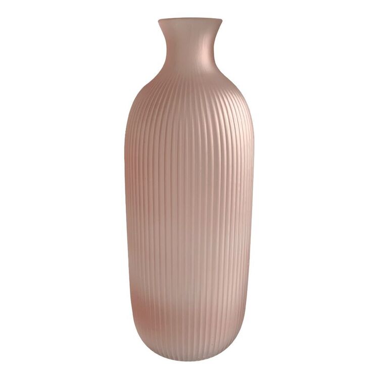 KOO Modern Garden Pink Ribbed Vase Pink 11.6 x 11.6 x 30.5 cm