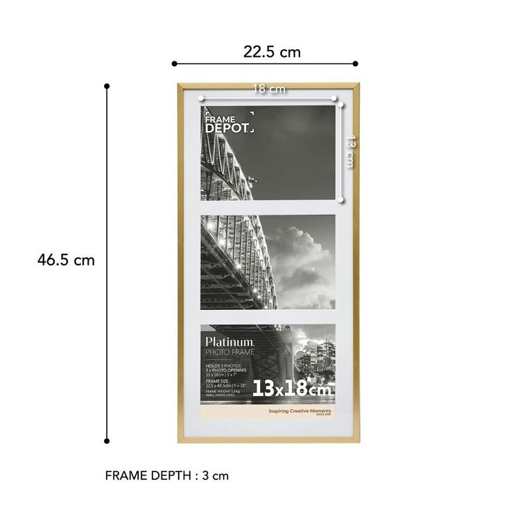 Frame 13 Frame Depot 13 x 18cm Platinum Metal 3 Collage Photo Frame Gold | KOO ...