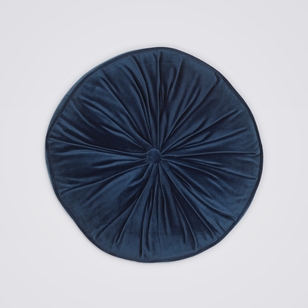 KOO Maddie Round Piped Velvet Cushion Navy 40 x 40 x 10 cm