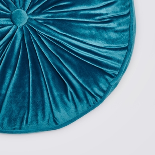 KOO Maddie Round Piped Velvet Cushion Teal 40 x 40 x 10 cm