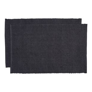 KOO Ribbed Placemat 2 Pack Black 33 x 48 cm