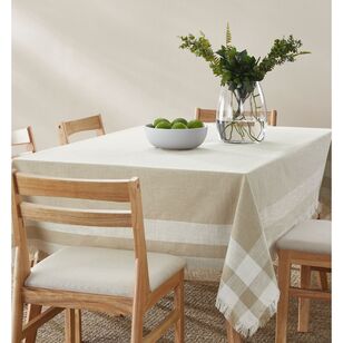 KOO Portsea Tablecloth Taupe & White 150 x 230 cm