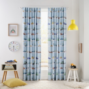 KOO Kids Cooper Blockout Concealed Tab Top Curtains Blue / Multicoloured 140 - 220 x 223 cm