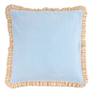 KOO Thar Velvet Cushion With Frill Sky 50 x 50 cm