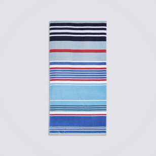 KOO Jacquard Bohdi Beach Towel  Blue Stripe