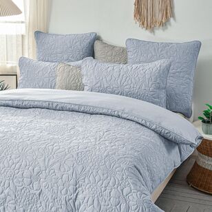 KOO Estella Quilted Quilt Cover Set Ice Blue