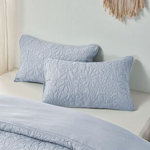 KOO Estella Quilted Quilt Cover Set Ice Blue