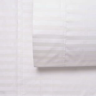 KOO 500 Thread Count Bamboo Rich Stripe Sheet Set White Queen