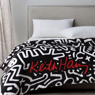 KOO Keith Haring Bed Throw Blanket Black 180 x 210 cm